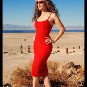 Pinup Couture Vibrant Red Midi Dress